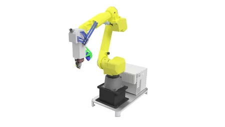 FBH Adlershof: Schematische Darstellung der SAMBA Laser-Draht-Bearbeitungsanlage auf Basis der Direktlasertechnologie. © SKDK GmbH