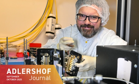 Paul Crump works on a laser component