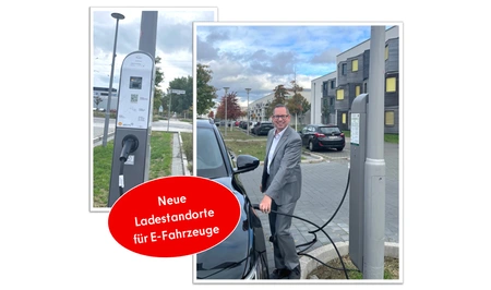 Bezirksbürgermeister Igel lädt seinen Dienstwagen an einer Laternenladesäule © BA Treptow-Köpenick