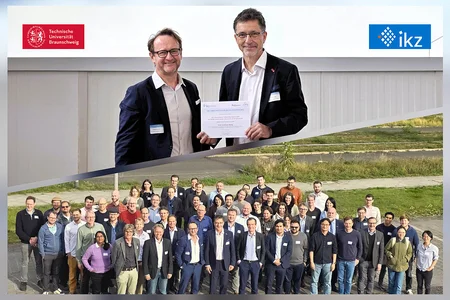 Porträtfoto des Preisträgers oben, Gruppenbild unten