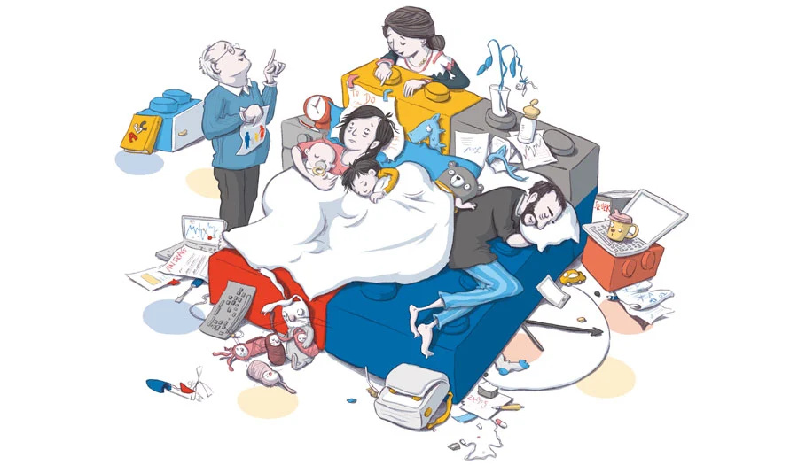 Illustration sleeping family: D. Mahnkopf © WISTA Managment GmbH