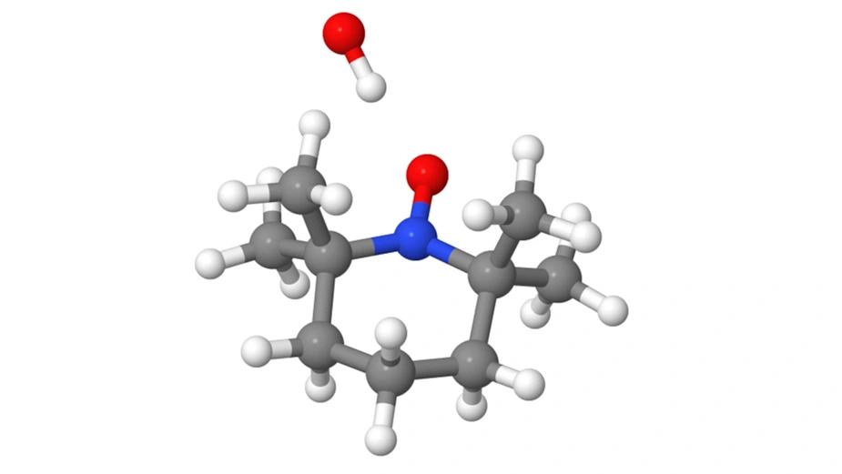 Molekülmodell mit farbigen Markierungen