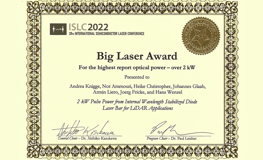  Big Laser Award FBH Adlershof