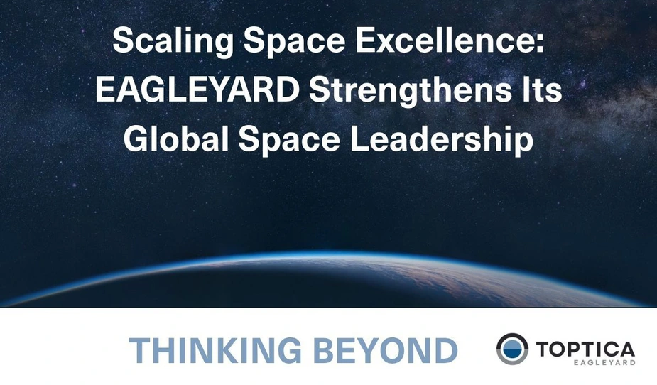 Text: THINKING BEYOND; space in the background